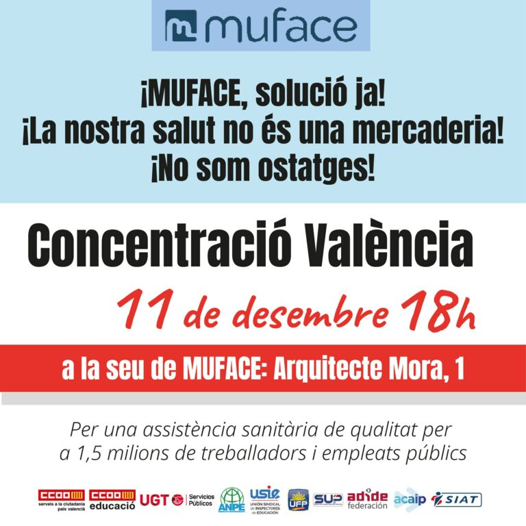 INFOCCOO MUFACE,  SOLUCIÓ JA!   CONCENTRACIÓ 11 DE DECEMBRE